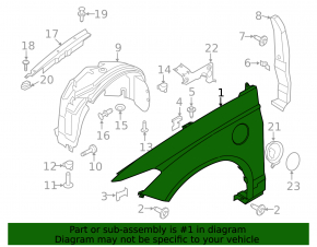 Front left wing Ford Fusion mk5 17-20 plug-in