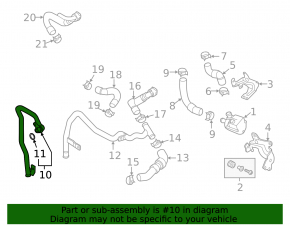Cooling system hose VW Passat b7 15-15 USA 2.0TDI