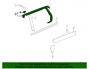Door molding upper rear left GMC Terrain 10-17 chrome
