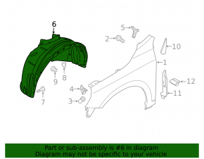 Front left fender liner Volvo S60 11-18