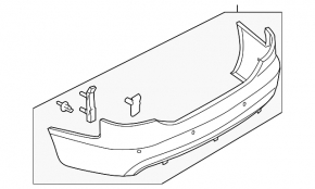 Bare rear bumper, upper part, Audi A6 09-11 restyling, sedan, for parking sensors
