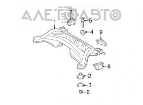 Rear subframe bracket right Toyota Highlander 01-07 AWD