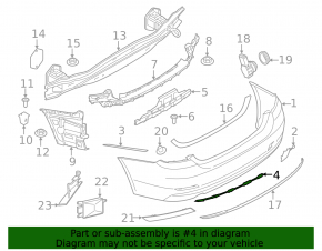 Rear bumper molding mount left BMW 4 F32/33/36 14-16