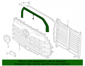 Upper grille molding for Toyota Tundra 2022-2024, gloss black