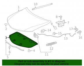 Toyota Camry V50 12-14 usa hood insulation, tears, creases