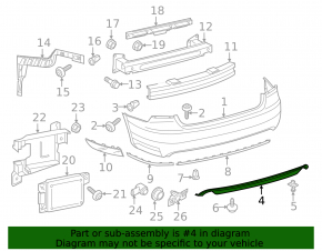 VW Passat b8 16-19 USA R-Line rear bumper lip, gloss black