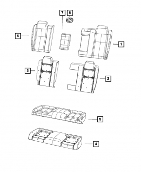 Rear row of seats 2 row Dodge Challenger 15-23 leather, black
