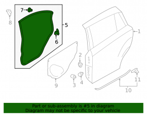 Door seal rear left Subaru XV Crosstrek 13-17