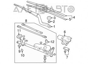 Windscreen wiper linkage with motor for Honda Accord 13-17
