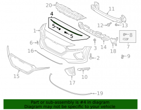 Sealing rubber bumper hood-bumper Hyundai Ioniq 17-22