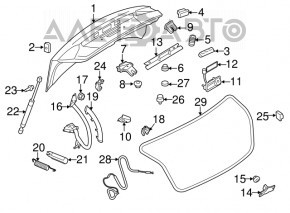 Audi A4 B8 13-16 rest sedan trunk lid without spoiler, silver LX7P, painted 0.3-0.35