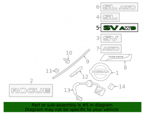 Nissan Rogue 14-20 SV AWD tailgate emblem
