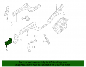 Front bumper reinforcement fang right Nissan Sentra 13-19