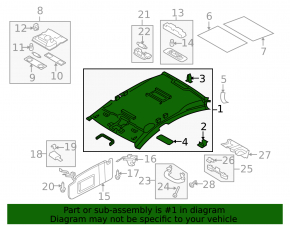 Headlining for VW CC 08-17 ser without sunroof