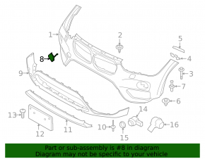 Plug towing hook front bumper BMW X1 F48 16-19
