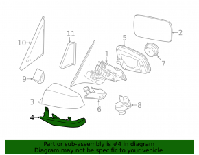 BMW 5 F10 14-16 Left Side Mirror Cover Lower