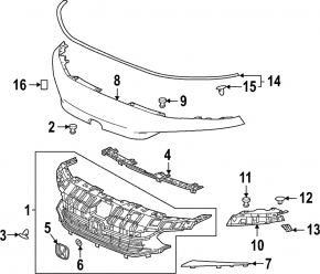 Left radiator grille trim mount Honda Civic XI FE/FL 22- 5d