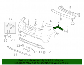 Left outer rear bumper mount for Honda CRZ 11-15