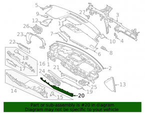 Kia K5 21-24 black and chrome lower right dashboard trim, with start-stop