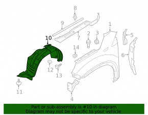 Front left fender liner Kia Sorento 11-13 prerest