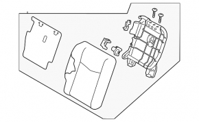 Rear row of seats, upper part, right, Nissan Leaf 18-22, combination, black cloth