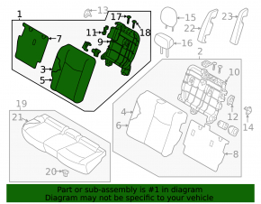 Rear row of seats, upper part, right, Nissan Leaf 18-22, combination, black cloth