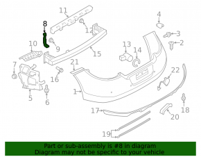 Upper left rear bumper mount for Porsche Panamera 10-13