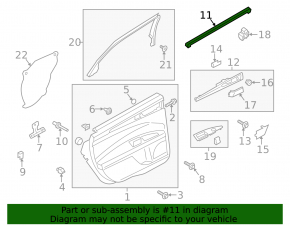 Glass seal inner door rear left Ford Fusion mk5 13-20