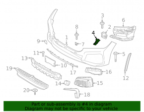 Front bumper mount, right lower fender, BMW 7 G11 G12 16-22 with M type, bumper cover & trim