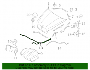 Hood release cable BMW X5 X6 E70 E71 07-13 front