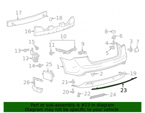 Rear bumper molding Toyota Avalon 13-18
