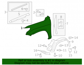 Front right wing Lexus LX570 16-21 rest.