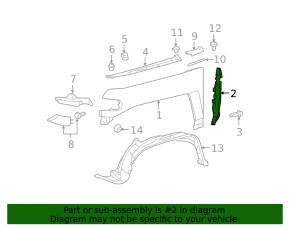 Left door-wing seal for Toyota FJ Cruiser 2014