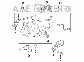 Toyota Rav4 06-08 front right headlight, bare halogen
