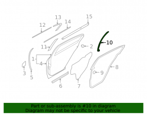 Rear left door glass guide Infiniti G25 G35 G37