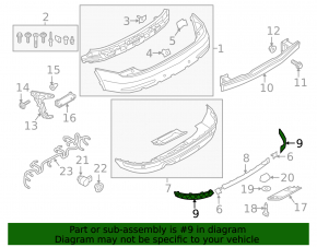 Right rear bumper molding for Audi Q3 16-18 for parking sensors