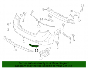 Rear right reflector for Hyundai Elantra UD 14-16