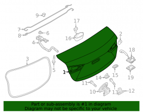 Trunk lid Mazda 3 14-18 BM without spoiler, graphite 42A