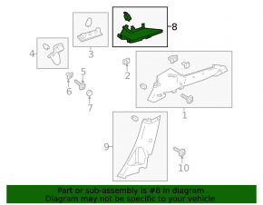 Rear pillar trim left Ford Focus mk3 11-18 5d black