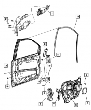 Door handle outer front left Dodge Grand Caravan 11-14