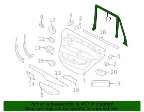 Frame inner door rear right BMW X5 F15 14-18 without curtain