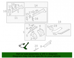 Right side member bracket Subaru Impreza 24-26