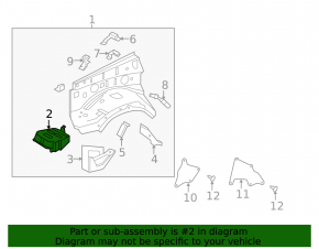 Lower reinforcement for the left wing apron of the Lexus GX460 10-23