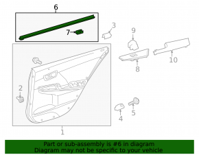 Inner rear left glass seal for Toyota Camry v55 15-17 USA