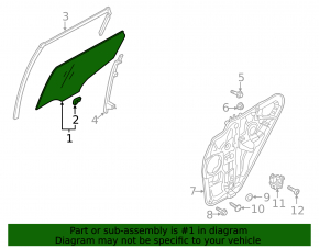 Rear right door glass for Hyundai Santa FE Sport 13-18