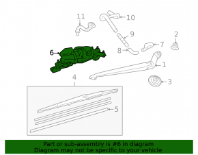 Windscreen wiper trapezoid with motor rear Lexus Lexus RX350 RX450h 10-15