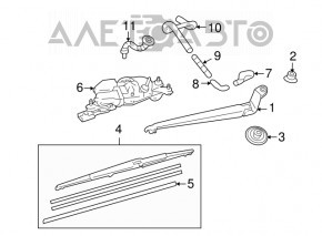 Windscreen wiper trapezoid with motor rear Lexus Lexus RX350 RX450h 10-15
