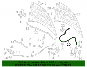 Rear hood release cable Porsche Cayenne 958 11-14 braid cracked, plastic broken