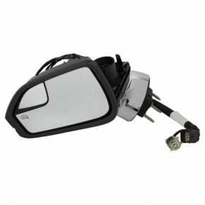 Left side mirror for Lincoln MKZ 17-20, 11 pins, turn signal, heated, projection, BSM, chrome, without cover, crack on molding