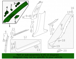 Front pillar trim left Cadillac CTS 14-19 gray, chemically treated